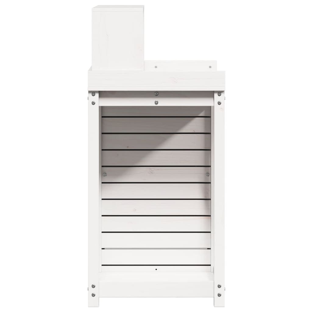 plantebord med hylder 82,5x50x109,5 cm massivt fyrretræ hvid