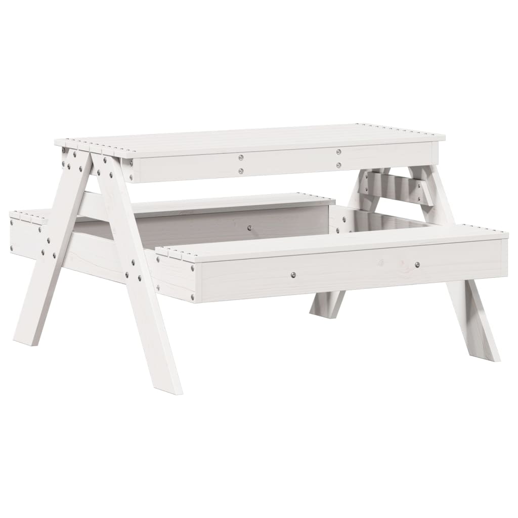 picnicbord til børn 88x97x52 cm massivt fyrretræ hvid