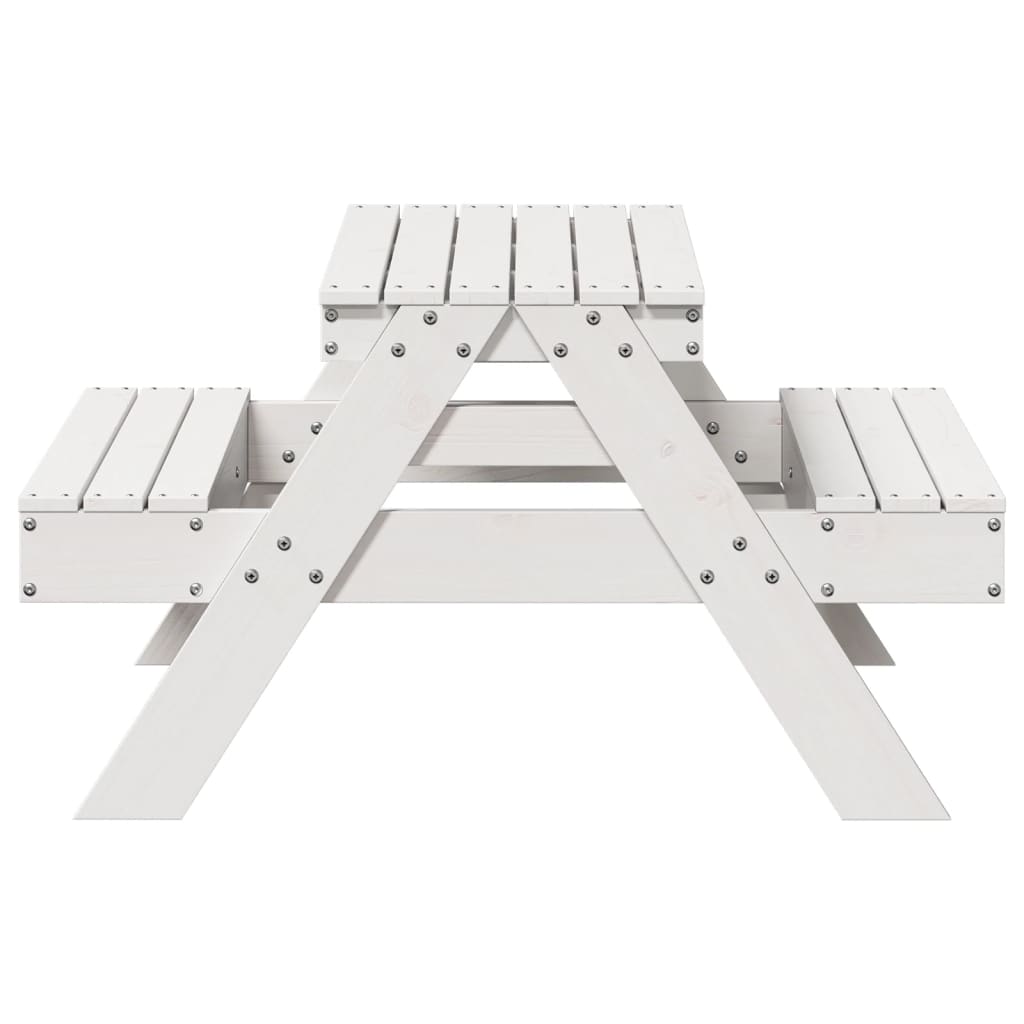 picnicbord til børn 88x97x52 cm massivt fyrretræ hvid