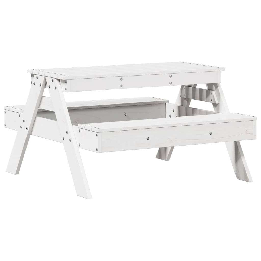 picnicbord til børn 88x97x52 cm massivt fyrretræ hvid