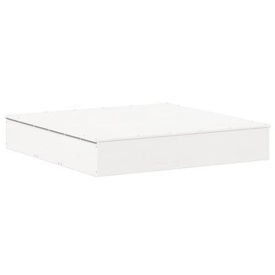 sandkasse med låg 111x111x19,5 cm massivt fyrretræ hvid