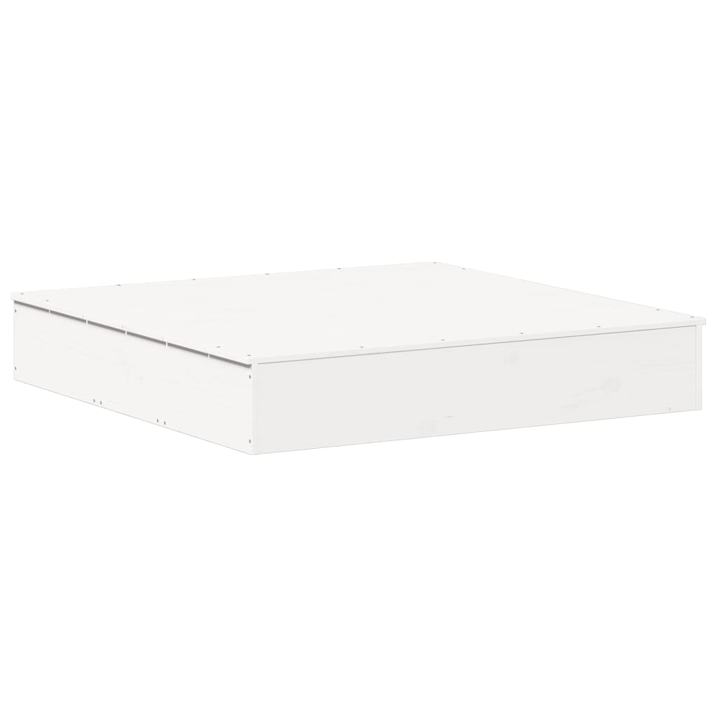 sandkasse med låg 111x111x19,5 cm massivt fyrretræ hvid