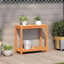 plantebord med hylde 82,5x35x75 cm massivt fyrretræ gyldenbrun