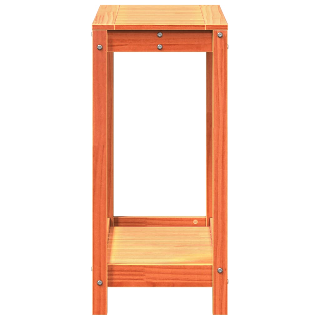plantebord med hylde 82,5x35x75 cm massivt fyrretræ gyldenbrun