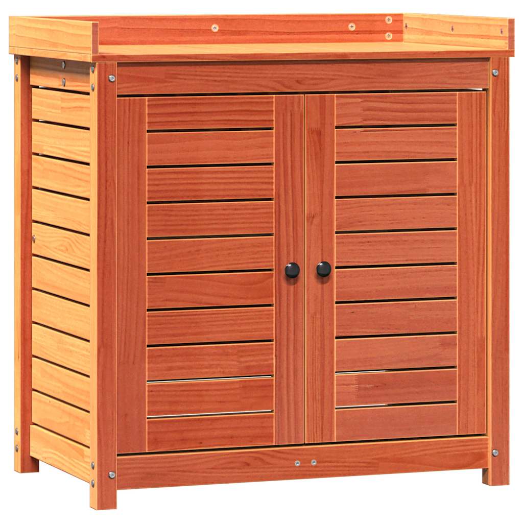 plantebord med hylder 82,5x50x86,5 cm massivt fyrretræ brun