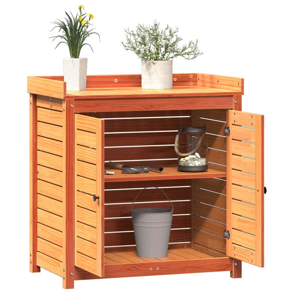 plantebord med hylder 82,5x50x86,5 cm massivt fyrretræ brun