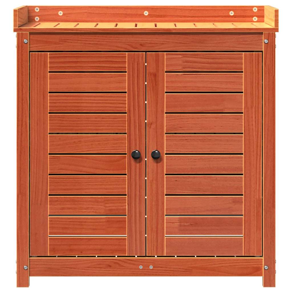 plantebord med hylder 82,5x50x86,5 cm massivt fyrretræ brun
