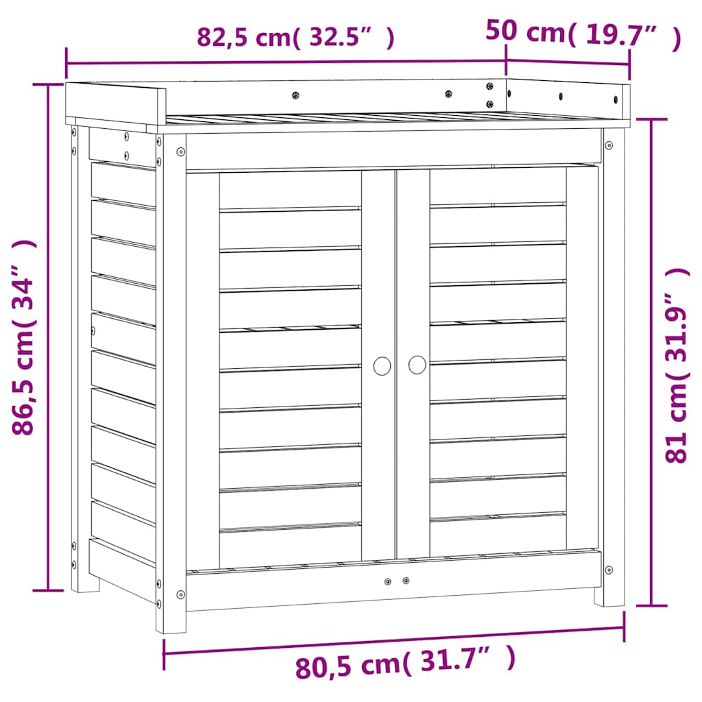 plantebord med hylder 82,5x50x86,5 cm massivt fyrretræ brun