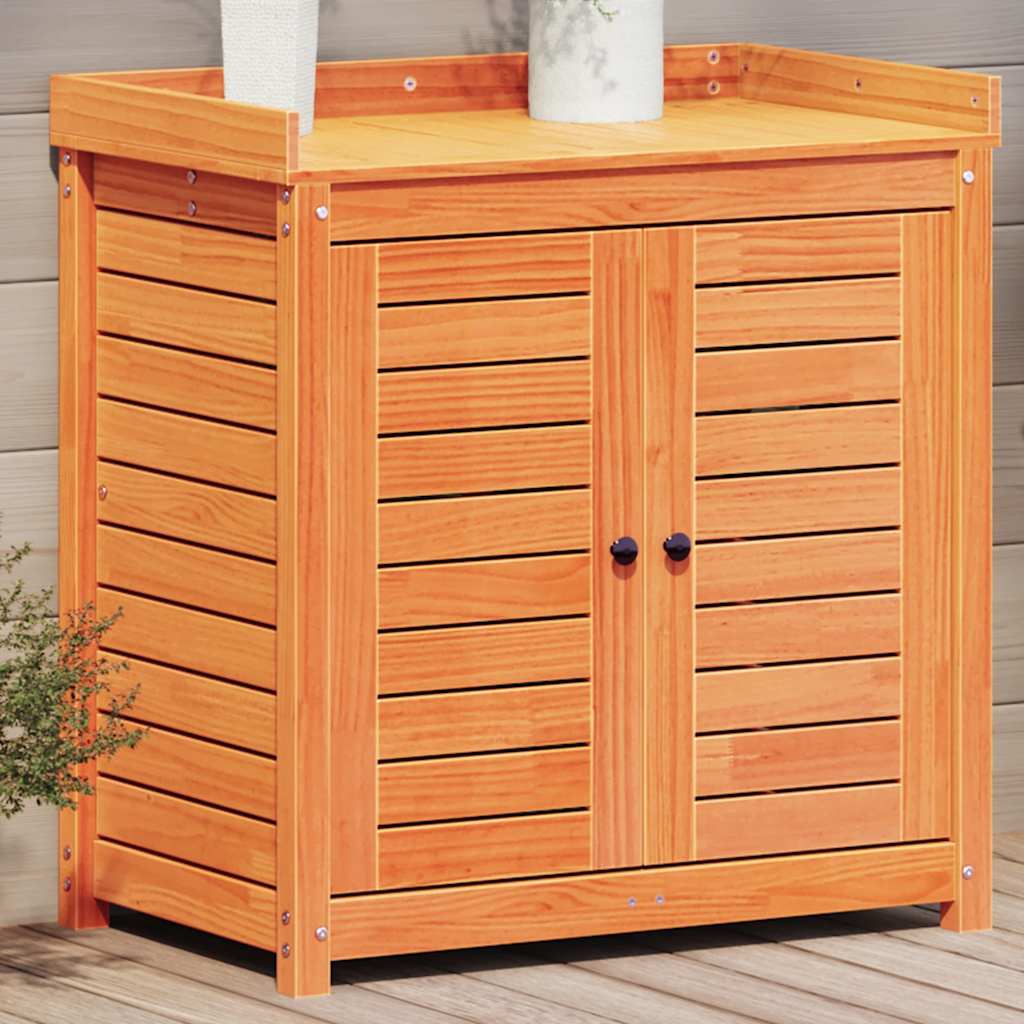 plantebord med hylder 82,5x50x86,5 cm massivt fyrretræ brun