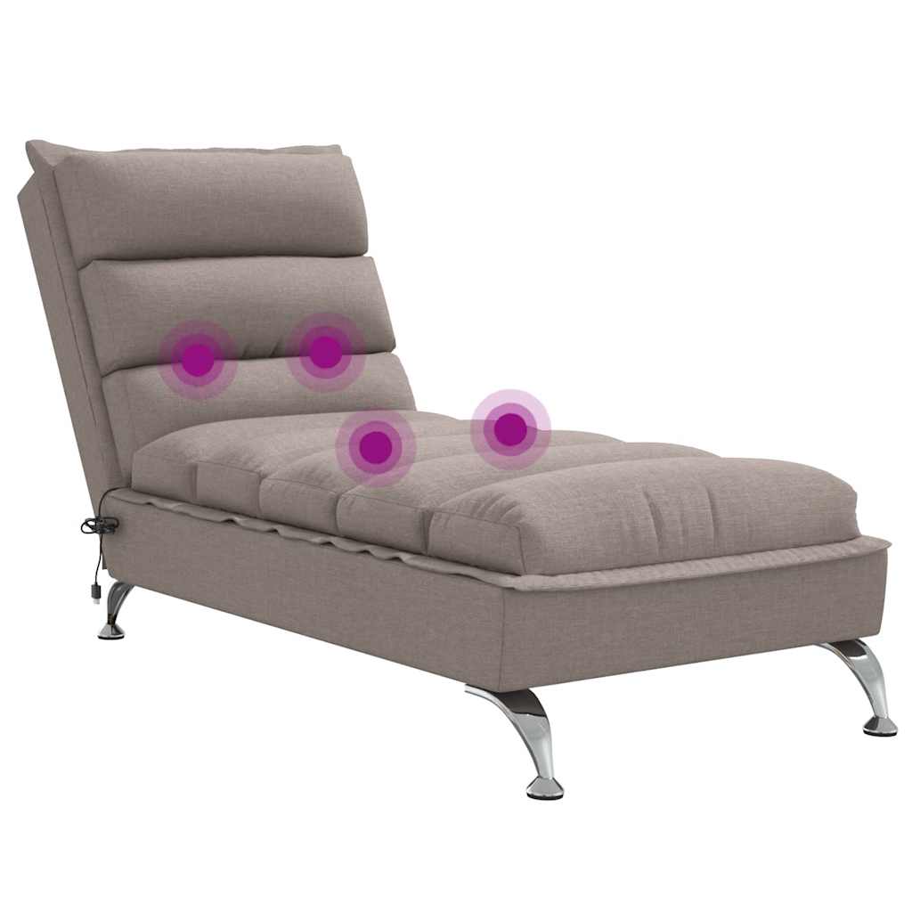 chaiselong med massage og hynder stof gråbrun