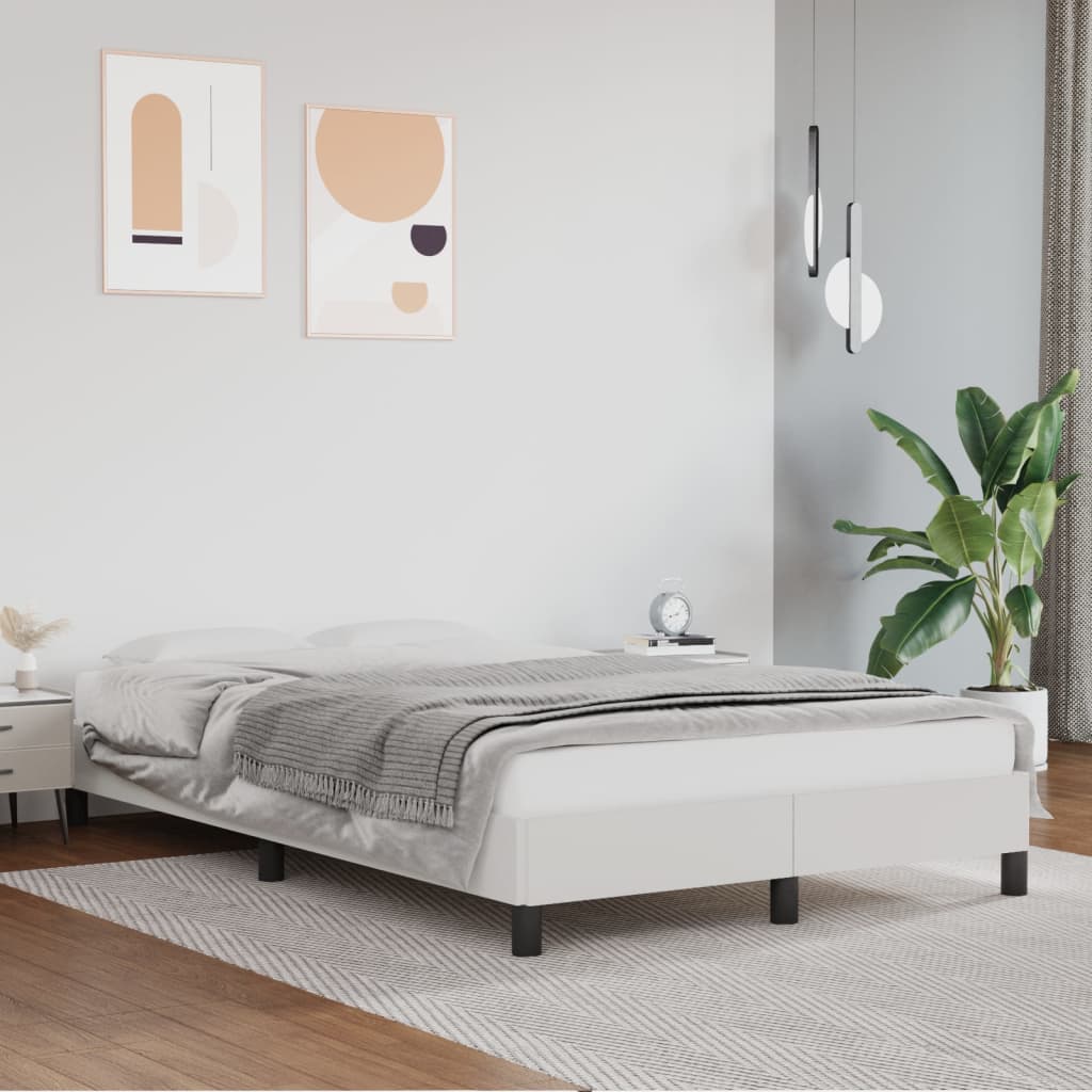 sengeramme uden madras 120x190 cm kunstlæder enkeltseng hvid