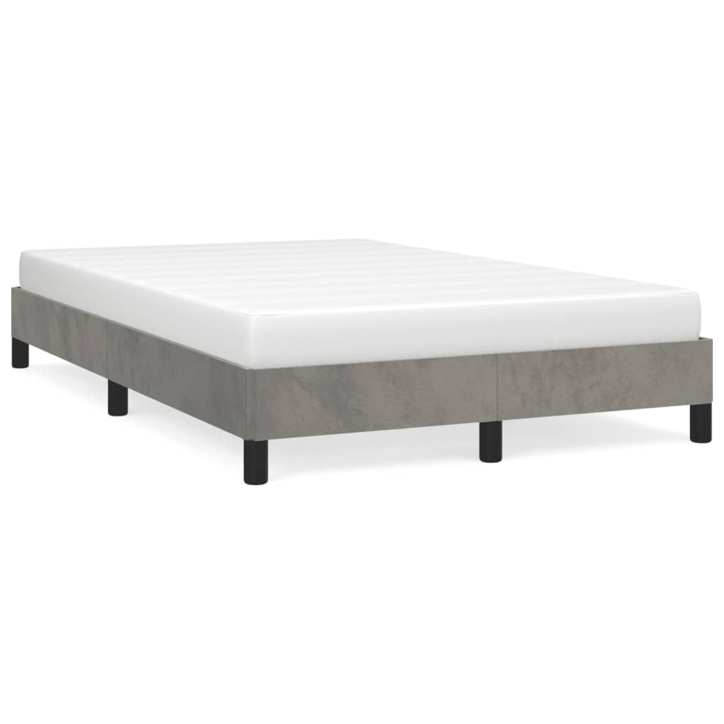 sengeramme uden madras 120x190 cm fløjl enkeltseng lysegrå