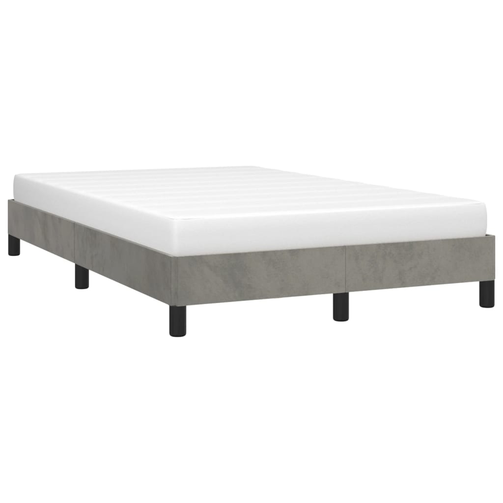 sengeramme uden madras 120x190 cm fløjl enkeltseng lysegrå