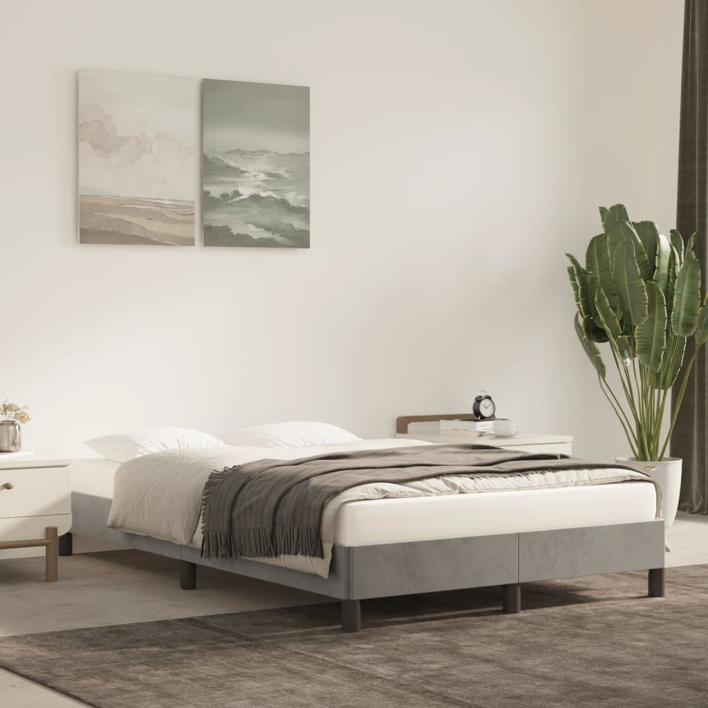 sengeramme uden madras 120x190 cm fløjl enkeltseng lysegrå
