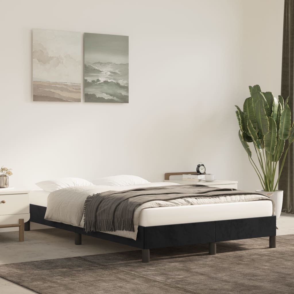 sengeramme uden madras 120x190 cm fløjl enkeltseng sort