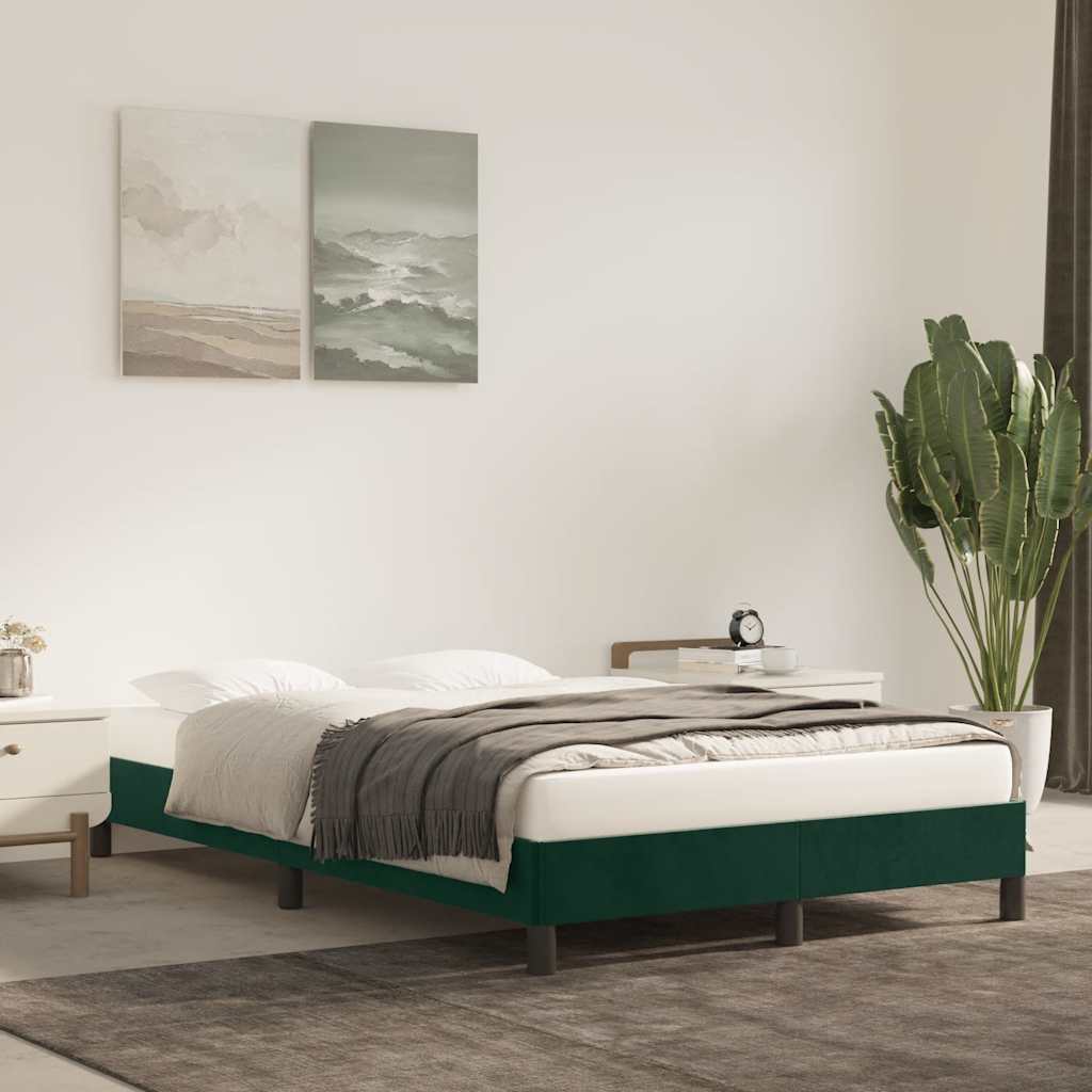 sengeramme uden madras 120x190 cm fløjl mørkegrøn