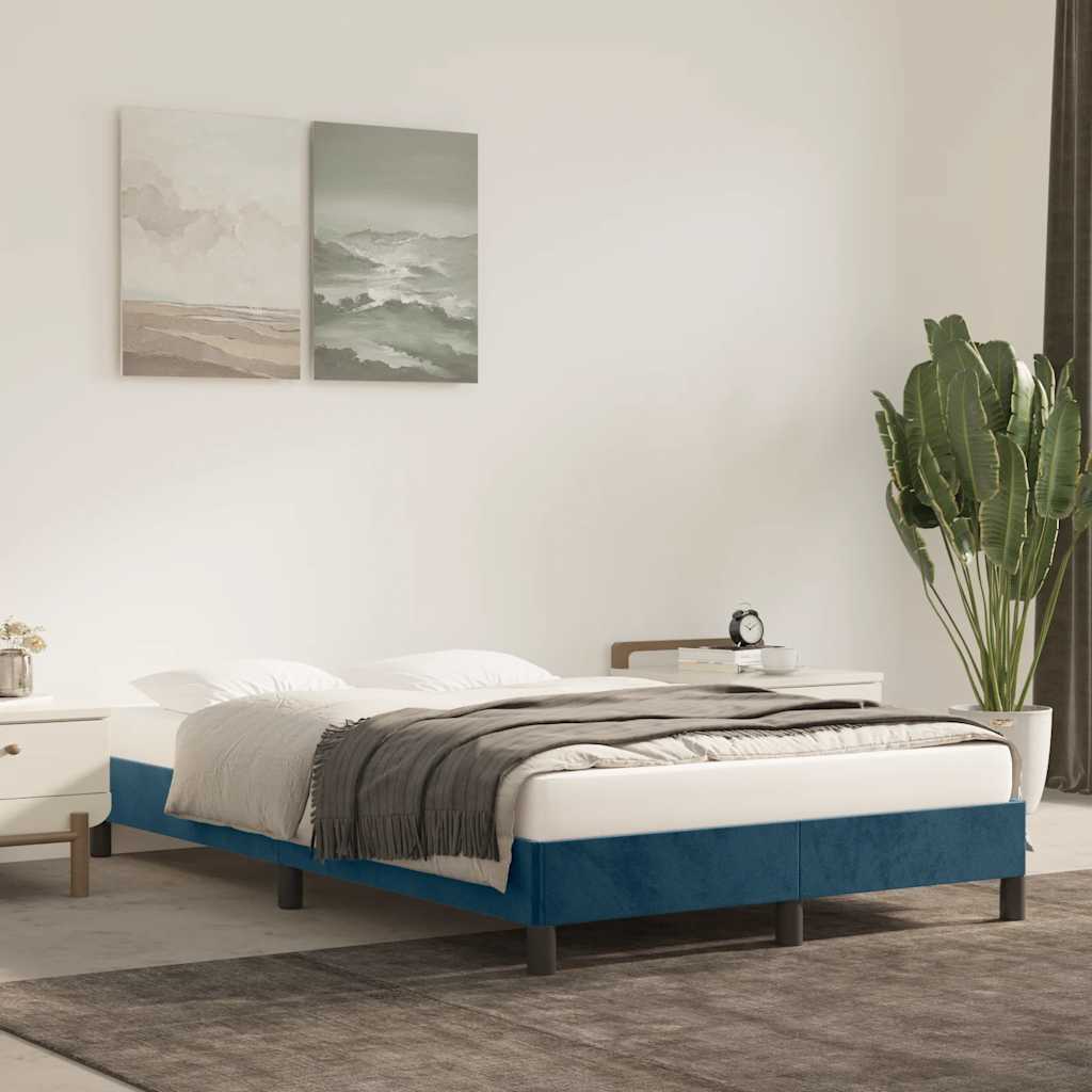 sengeramme uden madras 120x190 cm fløjl mørkeblå