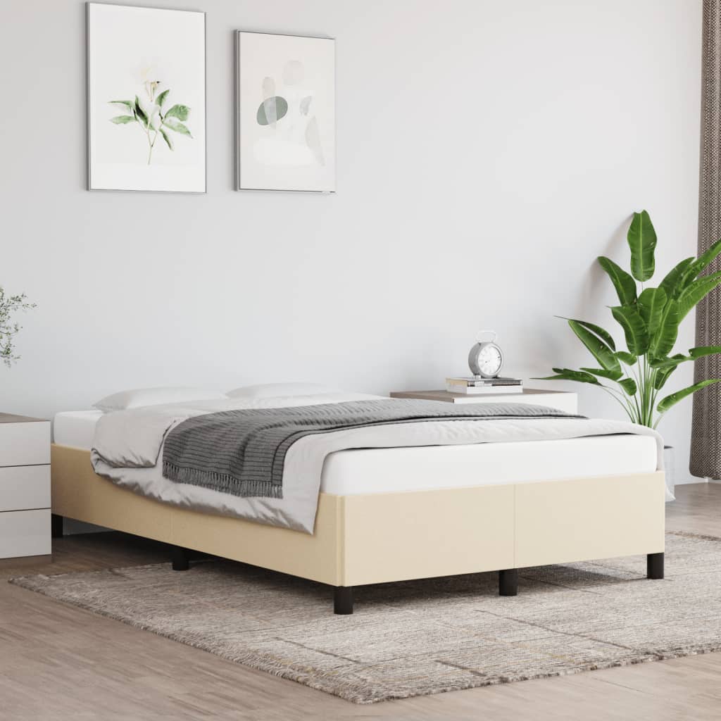 sengeramme uden madras 120x190 cm stof cremefarvet