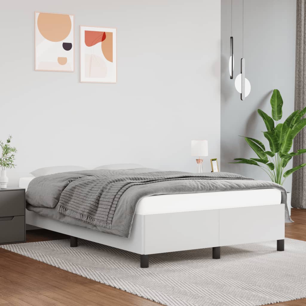 sengeramme uden madras 120x190 cm kunstlæder enkeltseng hvid