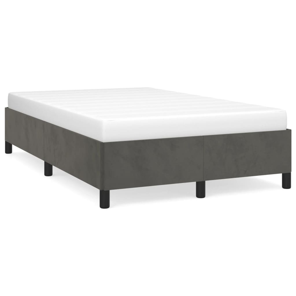 sengeramme uden madras 120x190 cm fløjl enkeltseng mørkegrå