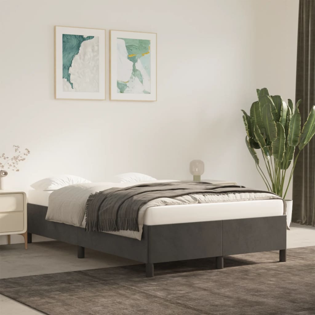 sengeramme uden madras 120x190 cm fløjl enkeltseng mørkegrå
