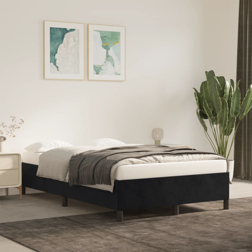 sengeramme uden madras 120x190 cm fløjl enkeltseng sort