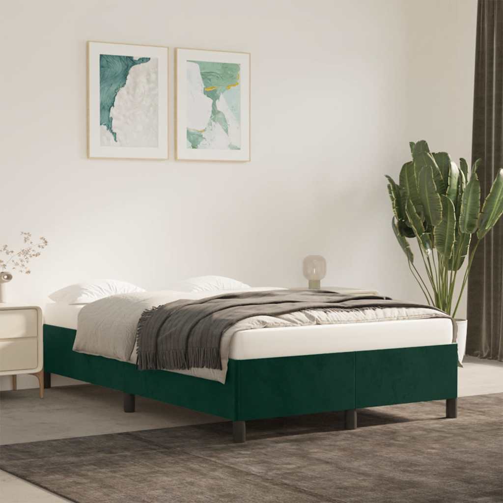 sengeramme uden madras 120x190 cm fløjl mørkegrøn