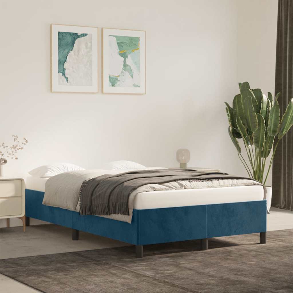 sengeramme uden madras 120x190 cm fløjl mørkeblå