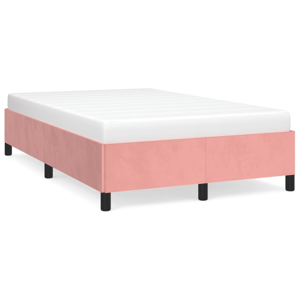sengeramme uden madras 120x190 cm fløjl lyserød