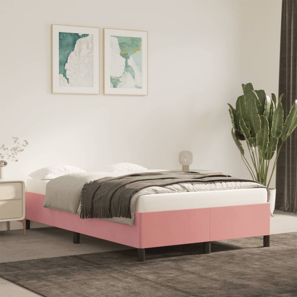 sengeramme uden madras 120x190 cm fløjl lyserød
