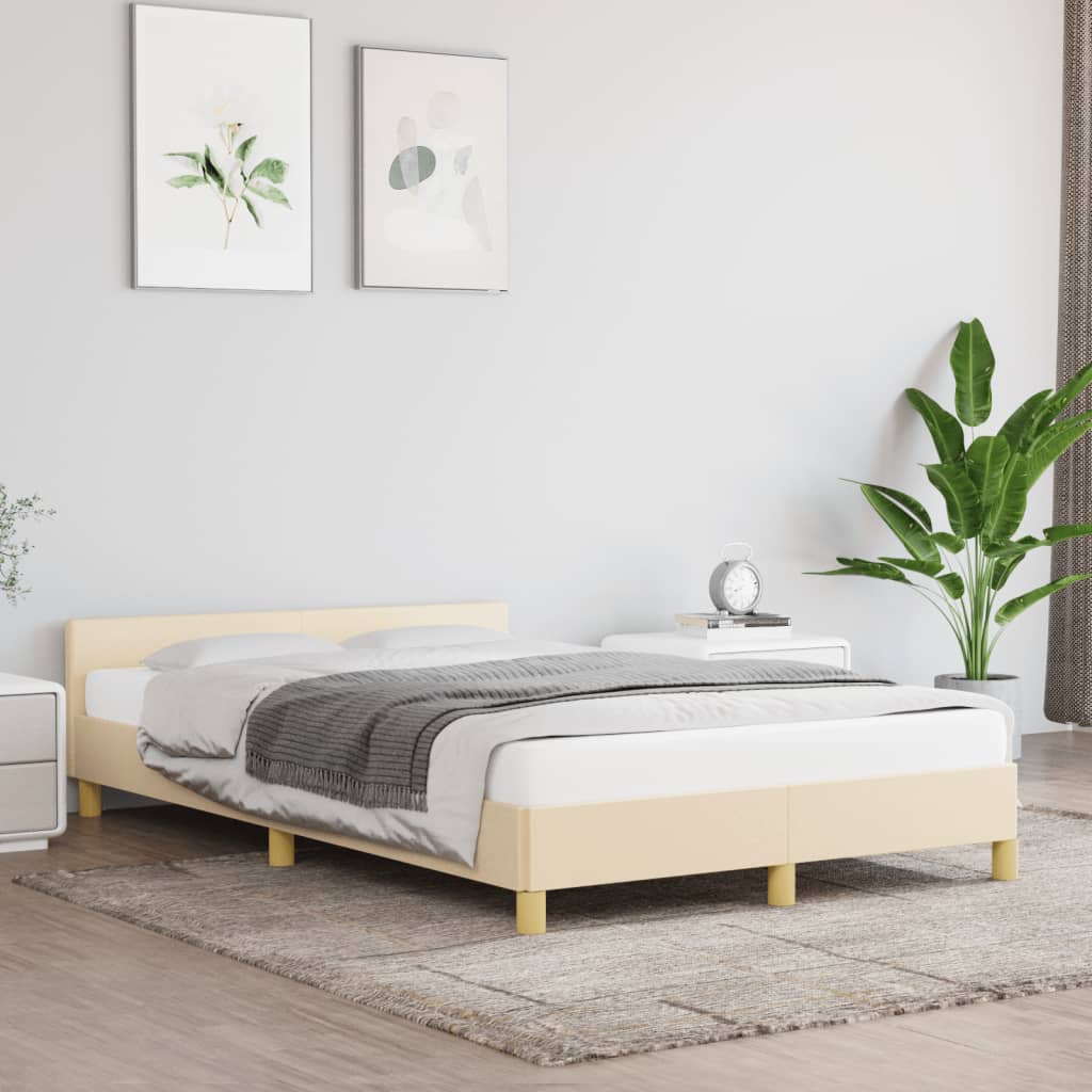 sengeramme uden madras 120x190 cm stof cremefarvet