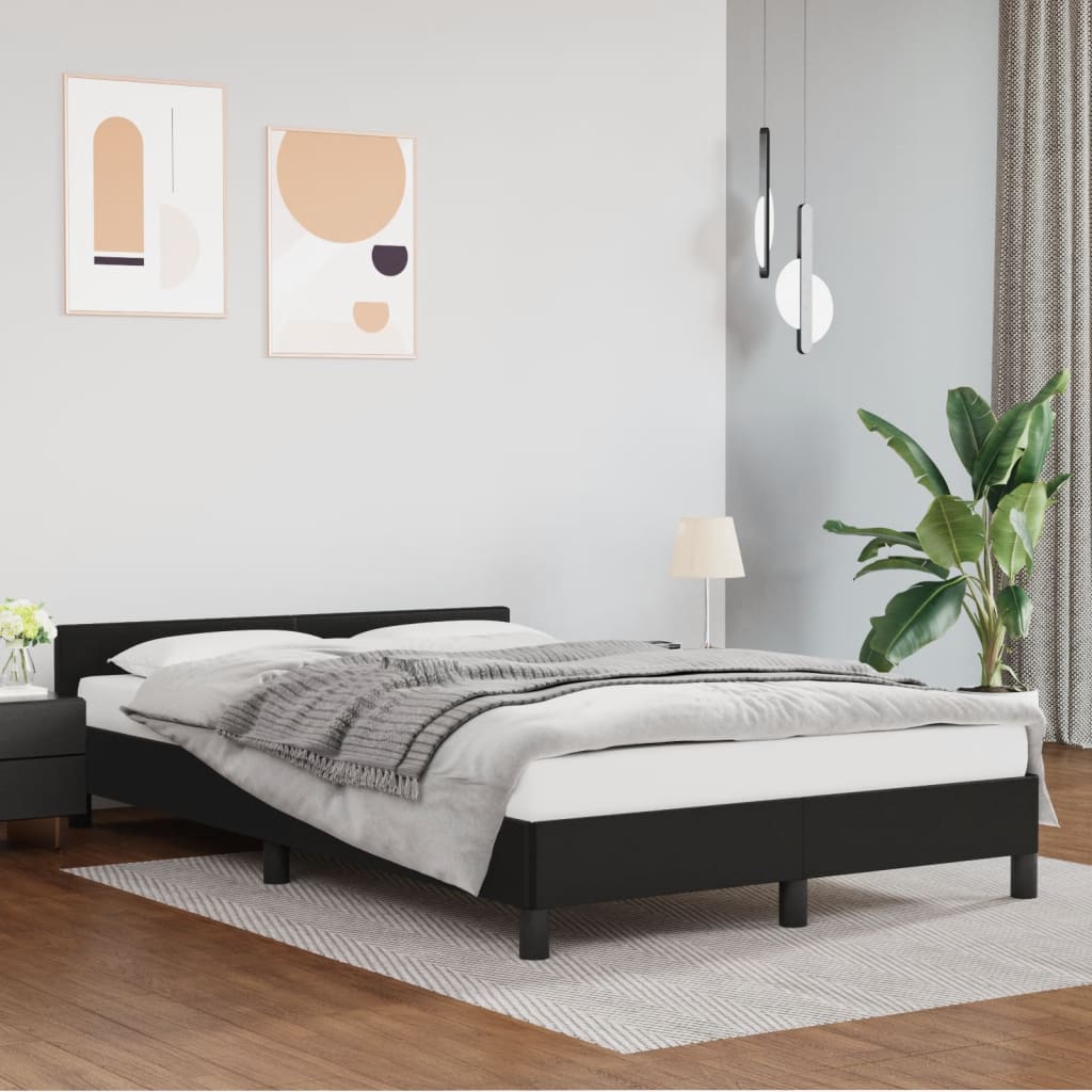 sengeramme uden madras 120x190 cm kunstlæder enkeltseng sort