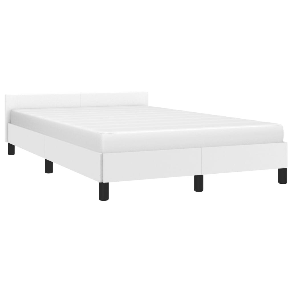 sengeramme uden madras 120x190 cm kunstlæder enkeltseng hvid