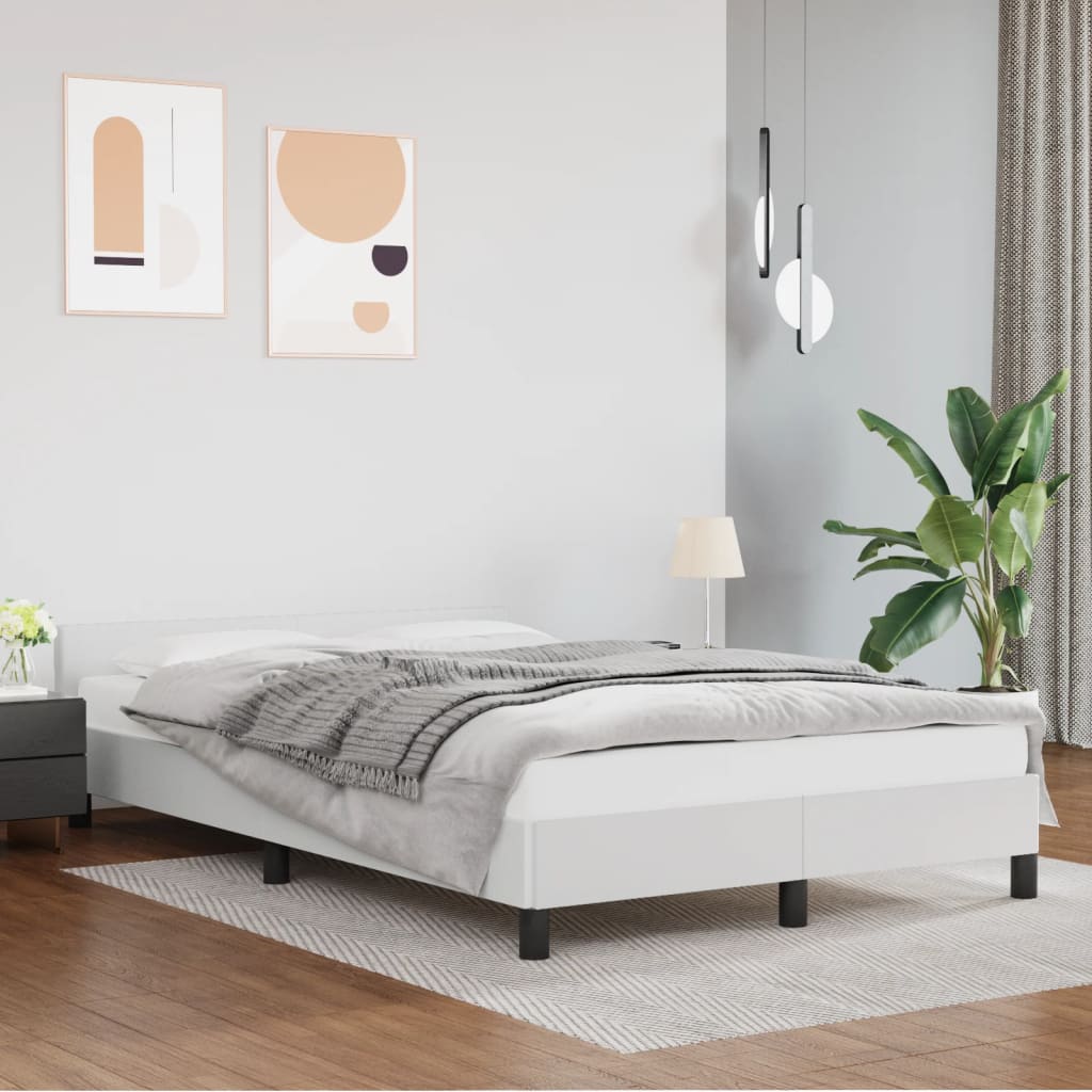 sengeramme uden madras 120x190 cm kunstlæder enkeltseng hvid