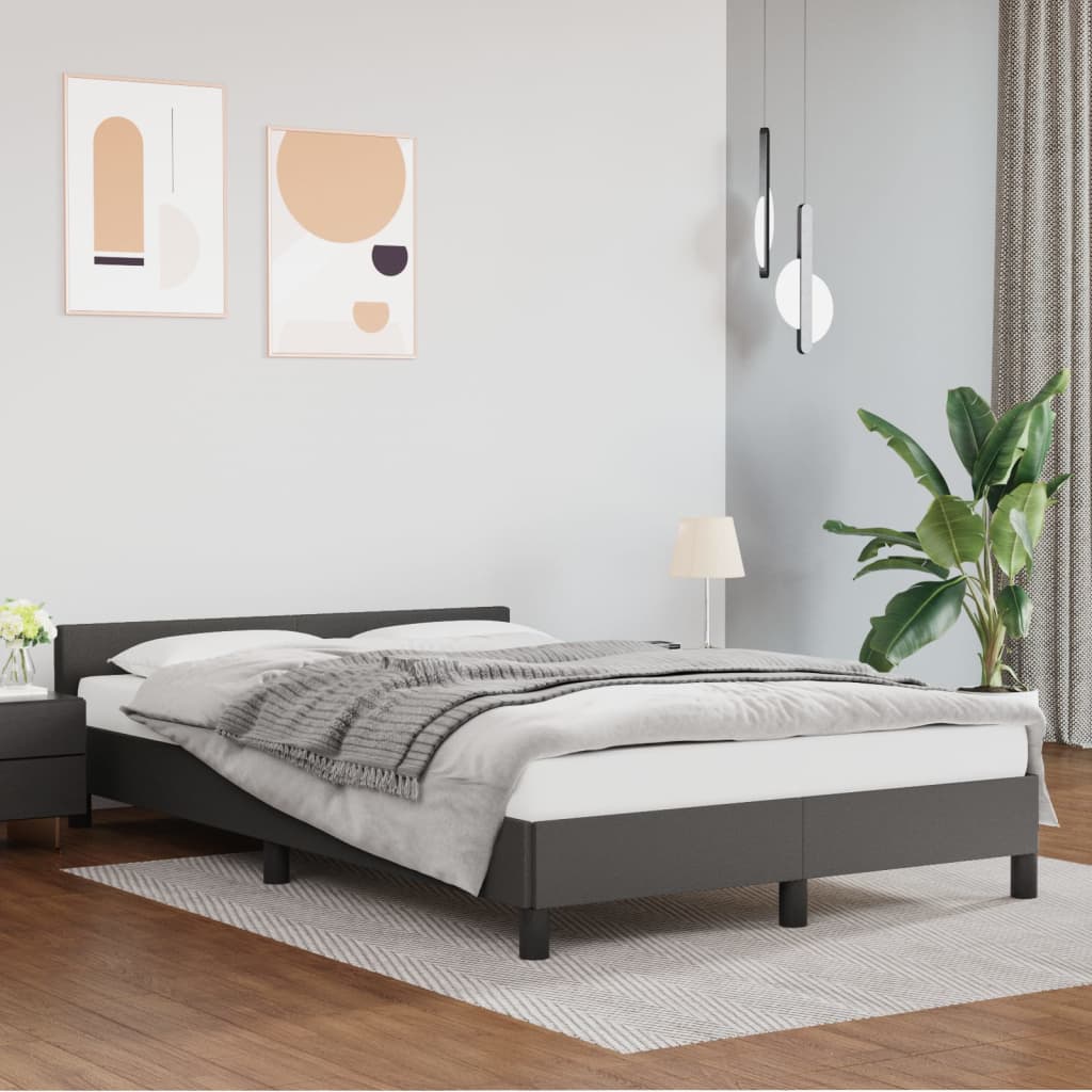 sengeramme uden madras 120x190 cm kunstlæder enkeltseng grå