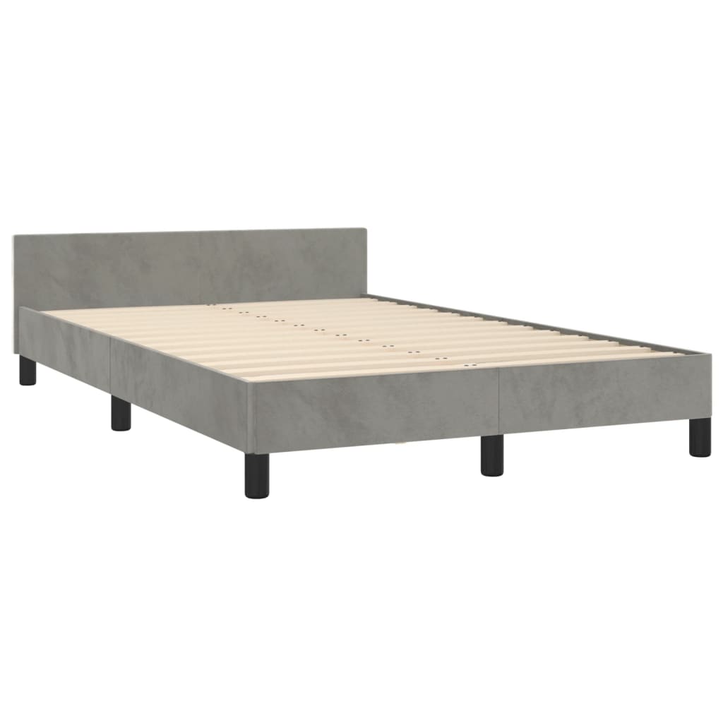 sengeramme uden madras 120x190 cm fløjl enkeltseng lysegrå