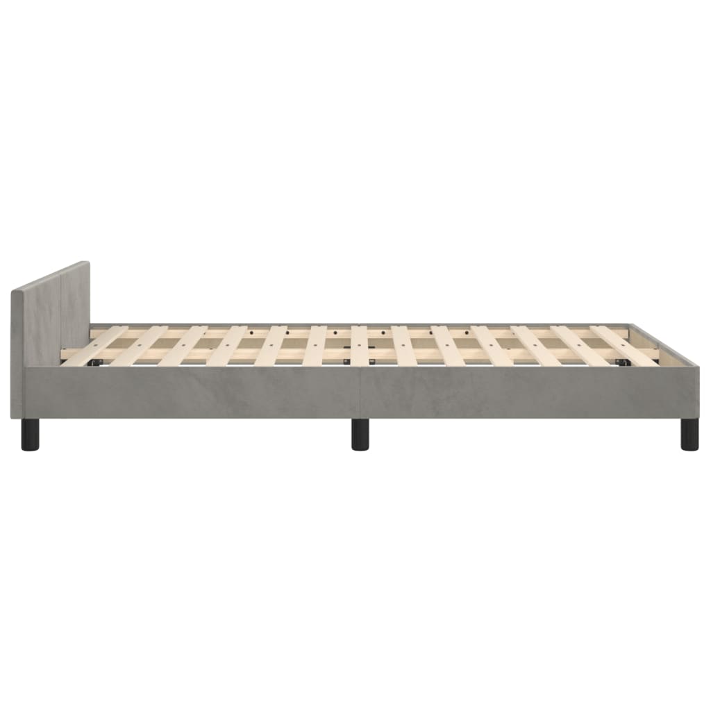 sengeramme uden madras 120x190 cm fløjl enkeltseng lysegrå