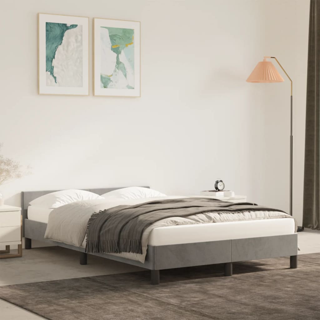 sengeramme uden madras 120x190 cm fløjl enkeltseng lysegrå