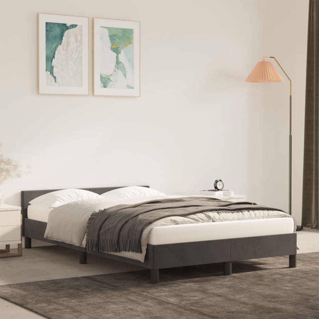 sengeramme uden madras 120x190 cm fløjl enkeltseng mørkegrå