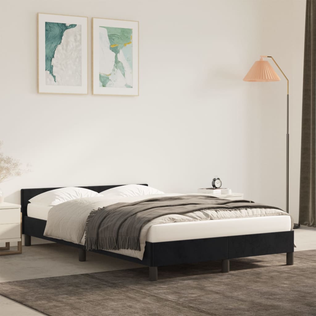sengeramme uden madras 120x190 cm fløjl enkeltseng sort