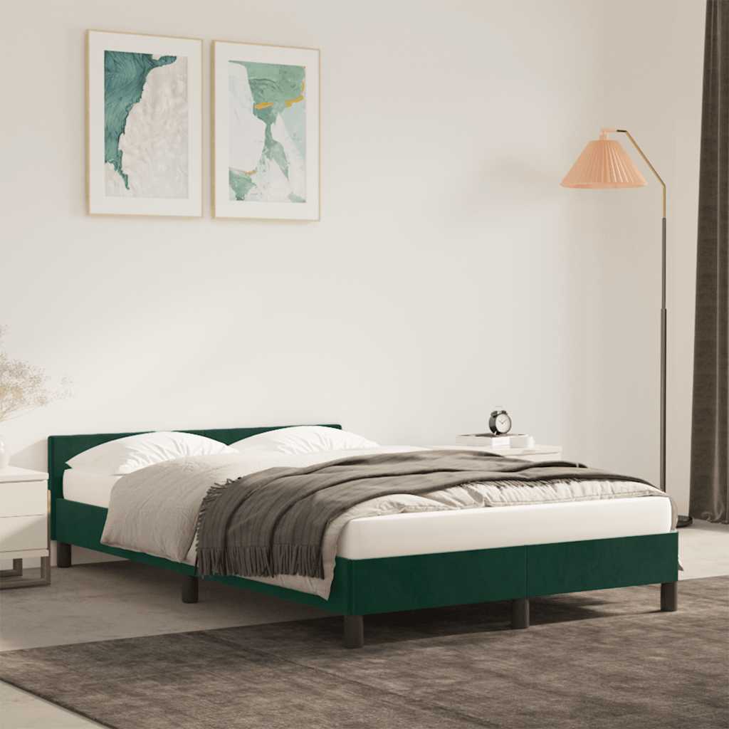 sengeramme uden madras 120x190 cm fløjl mørkegrøn