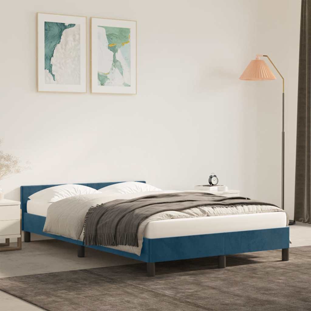 sengeramme uden madras 120x190 cm fløjl mørkeblå