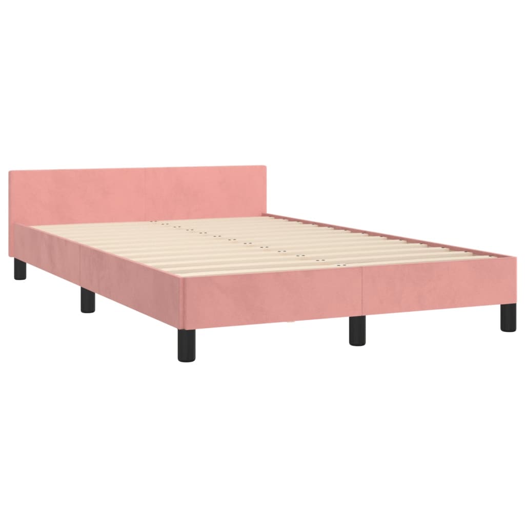 sengeramme uden madras 120x190 cm fløjl lyserød