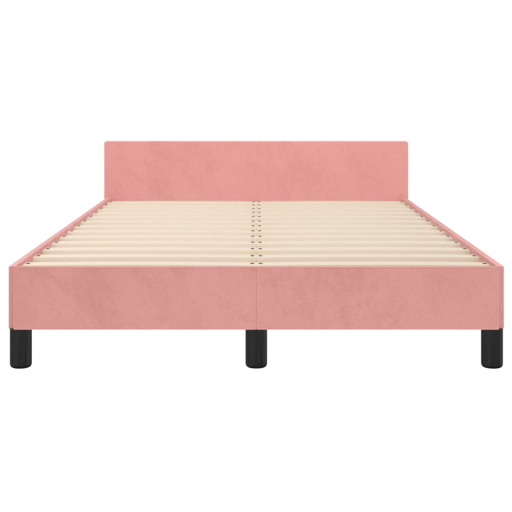 sengeramme uden madras 120x190 cm fløjl lyserød