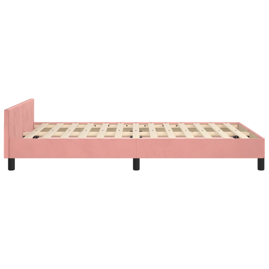 sengeramme uden madras 120x190 cm fløjl lyserød