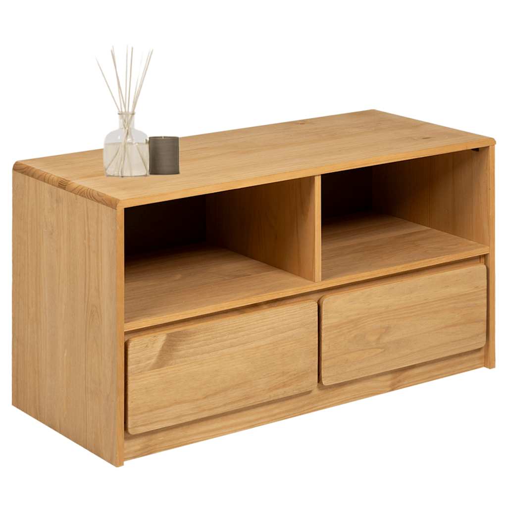 tv-bord SAUDA 99x43x55 cm massivt fyrretræ egetræsfarvet