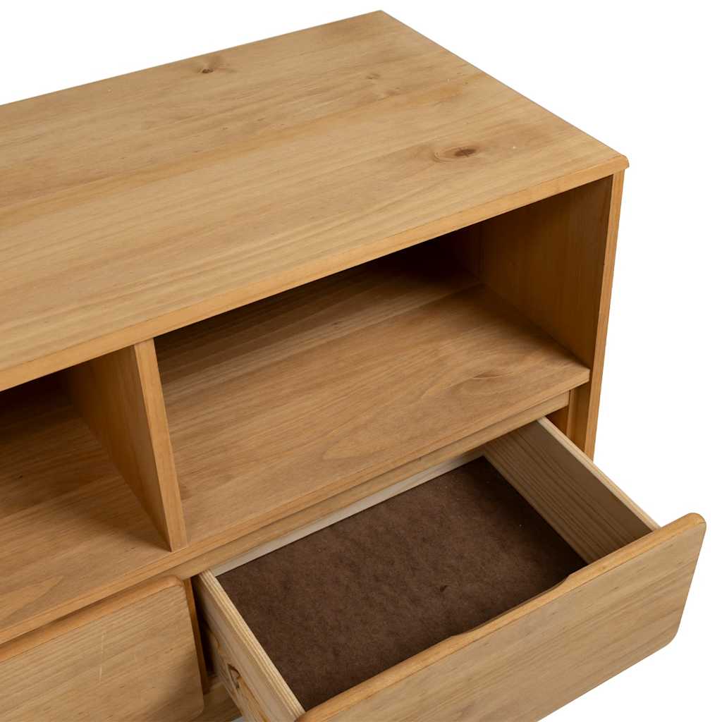 tv-bord SAUDA 99x43x55 cm massivt fyrretræ egetræsfarvet