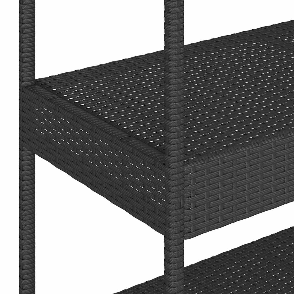 barvogn med 3 hylder polyrattan og massivt akacietræ sort