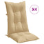 stolehynder med høj ryg 4 stk. 120x50x7 cm stof beige