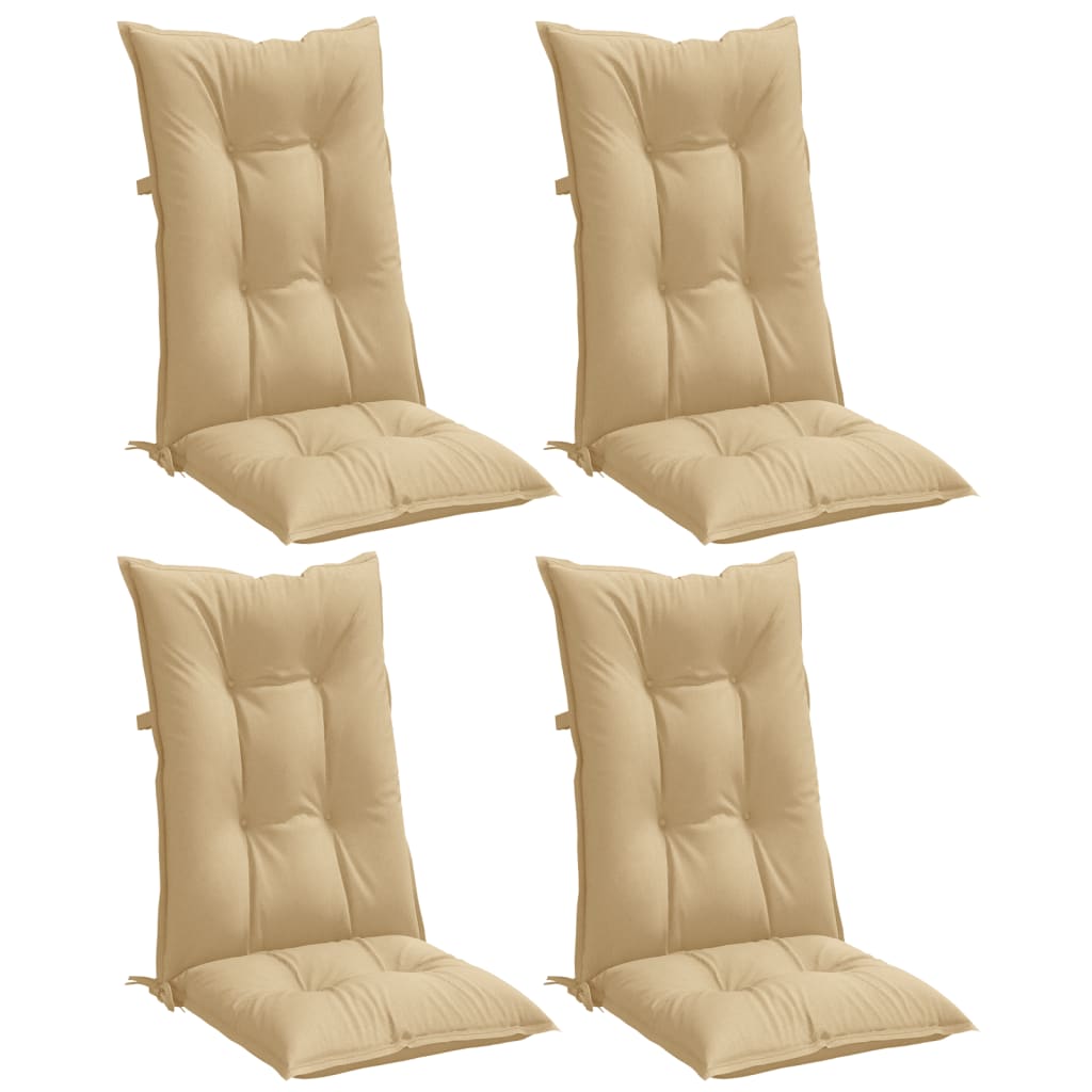 stolehynder med høj ryg 4 stk. 120x50x7 cm stof beige